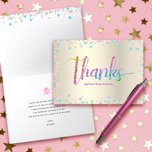 Carte De Remerciements Anniversaire Sweet 16 Arc-en-Ciel Paillettes Confe