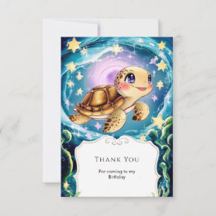 Carte De Remerciements Anniversaire Tortue Sous-Marine Bohème Coloré