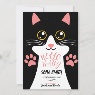 Carte De Remerciements Annonce de l'arrivée de bébé avec un chaton mignon