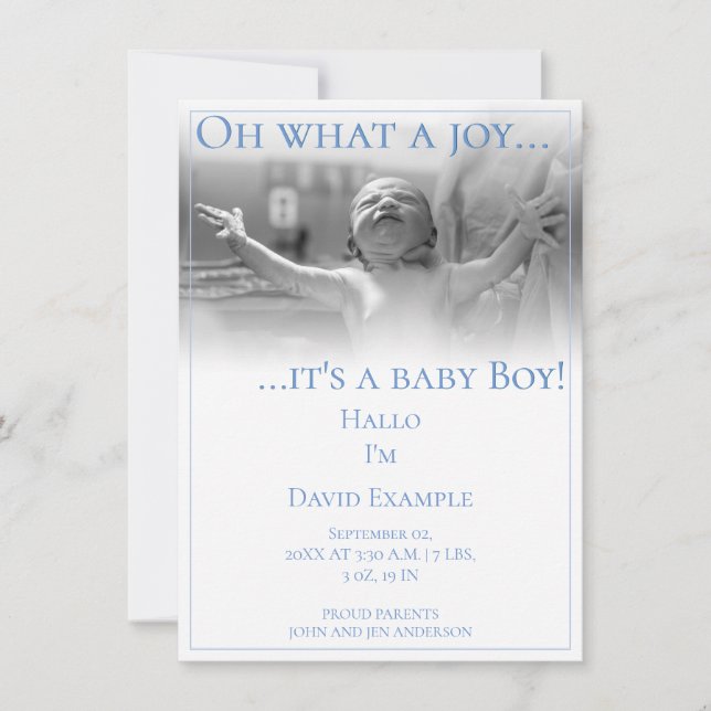Carte De Remerciements Annonce de naissance avec bébé (Devant)