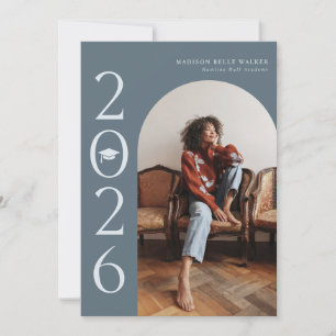 Carte De Remerciements Annonce de remise de diplôme Arche Bleu Acier 2026