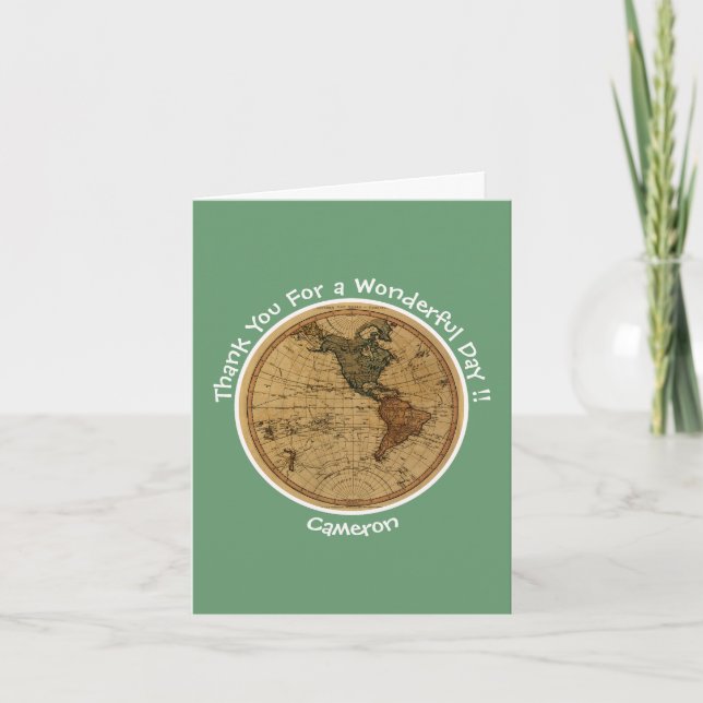 Carte De Remerciements Antique 1786 Western Hemisphere Map Party (Devant)