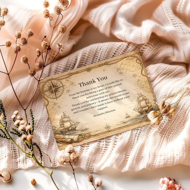 Carte De Remerciements Antique Nautical Map Birthday (Créateur téléchargé)