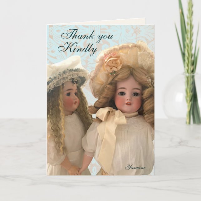 Carte De Remerciements Antique Victorian Dolls Thank You Card (Devant)