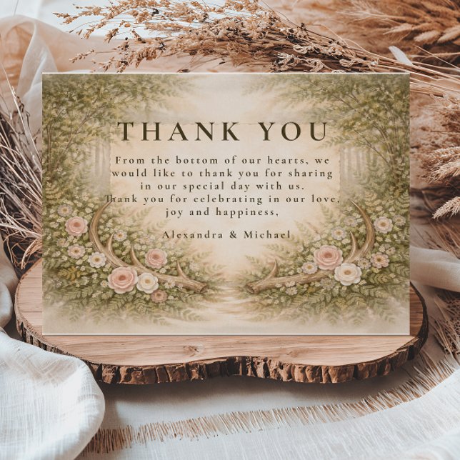 Carte De Remerciements Antler Forest Romance Wedding (Créateur téléchargé)