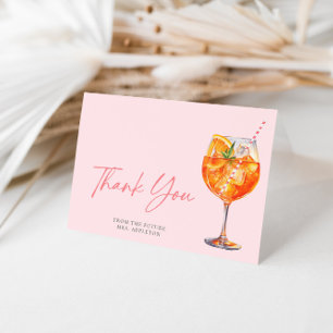 Carte De Remerciements Apéritif Spritz Rose Poudré Moderne pour une Fête 