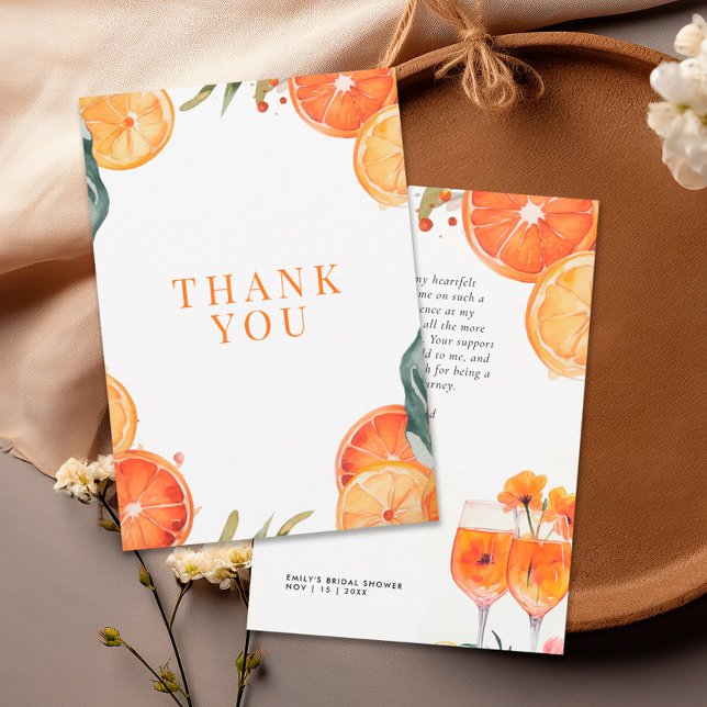 Carte De Remerciements Aperol Spritz Aquarelle Réception de Mariage (Créateur téléchargé)