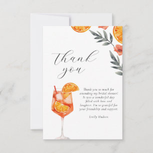 Carte De Remerciements Aperol Spritz Fête des mariées d'aquarelle florale