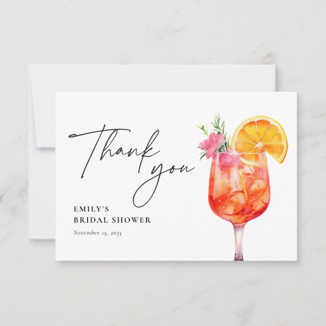 Carte De Remerciements Aperol Spritz Floral Mariage Civil (Devant)