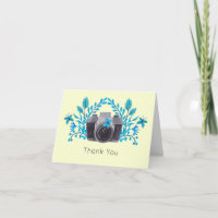 Appareil Photo Avec Des Feuilles Bleues & Papillon