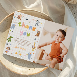 Carte De Remerciements Appel à tous les animaux de fête Photo d'anniversa