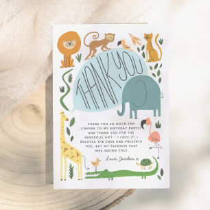 Carte De Remerciements Appelle Tous Les Animaux De Fête ! Fête d'annivers