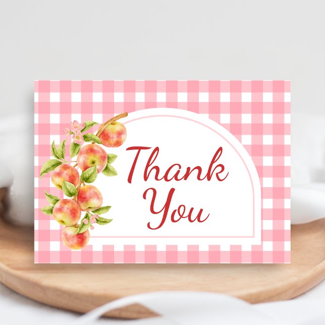 Carte De Remerciements Apple of Our Eye Gingham Baby Shower (Apple Baby Shower Thank you Card)