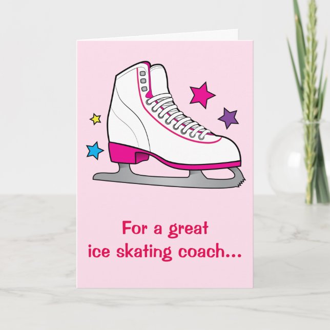 Carte De Remerciements Appréciation de professeur de patinage de glace : (Devant)
