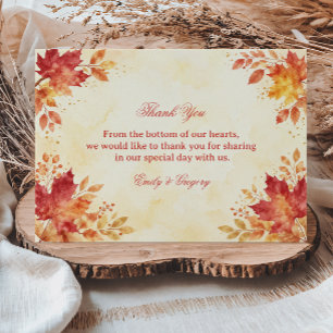Carte De Remerciements Appréciation des feuilles d'aquarelle d'automne