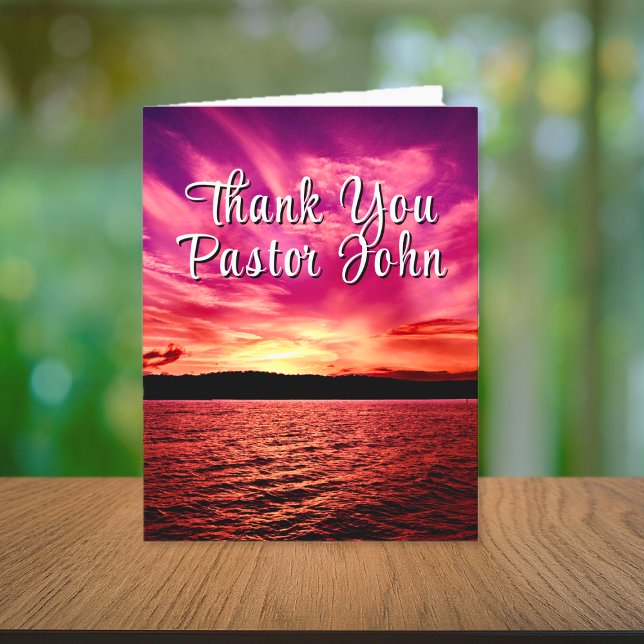 Carte De Remerciements Appréciation du pasteur Ocean Pink Sunset (Ocean Pink Sunset Pastor Appreciation Thank You Card)