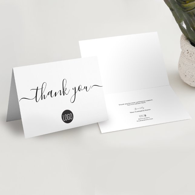 Carte De Remerciements Appréciation personnalisée des clients d'entrepris (Professional, timeless fresh design. Script thank you business folded card with personal message)