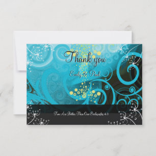 Carte De Remerciements Aqua Citron Bleu Jaune Calla Lily Fleur
