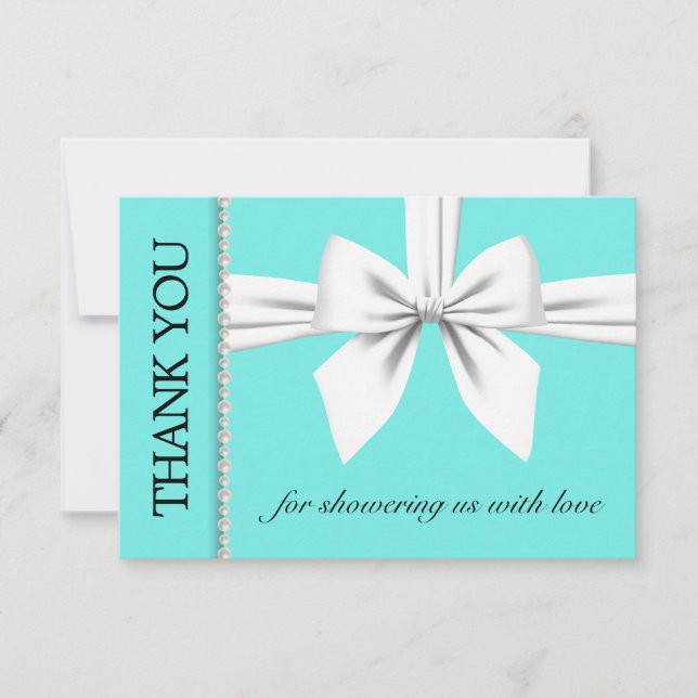 Carte De Remerciements Aqua Elegant Tiffany Turquoise Baby shower soigné (Devant)