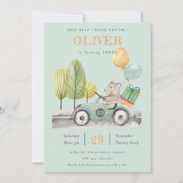 Carte De Remerciements Aqua Green N'importe quel âge Anniversaire Fête Te (Devant)