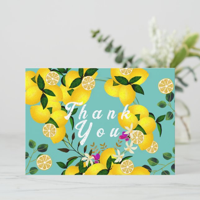 Carte De Remerciements Aqua Lemon Days (Debout devant)