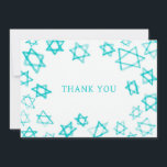 Carte De Remerciements Aqua Star de David Bar Bat mitzvah<br><div class="desc">Parfait plaisir Carte de remerciements à envoyer après un bat mitzvah, bar mitzvah ou autre célébration juive! L'aquarelle faite main pour vous sur le devant et le côté arrière vierge! ENTIÈREMENT PERSONNALISABLE ! Cliquez sur "Personnaliser" ci-dessus pour modifier le texte. Cliquez sur "modifier à l'aide de l'outil de conception" pour...</div>