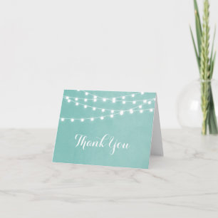 Carte De Remerciements Aqua String Lights Wedding Thank You Card