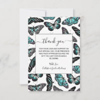 Aqua Turquoise Papillons noirs Motif aquarelle