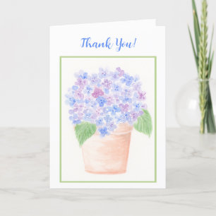 Carte De Remerciements Aquarelle à perte peinte à la main Hydrangea Flora