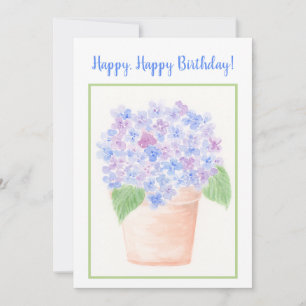 Carte De Remerciements Aquarelle à perte peinte à la main Hydrangea Flora