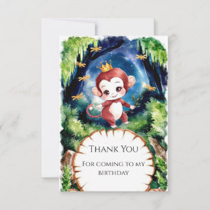 Carte De Remerciements Aquarelle Anniversaire Singe Fantaisiste