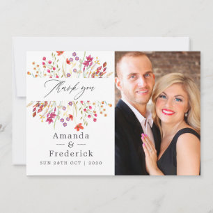 Carte De Remerciements Aquarelle Aquarelle Fleur sauvage Mariage