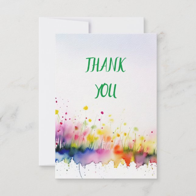 Carte De Remerciements Aquarelle Art Floral (Devant)
