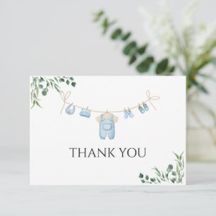 Carte De Remerciements Aquarelle Baby shower bleu