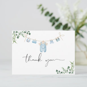 Carte De Remerciements Aquarelle Baby shower bleu