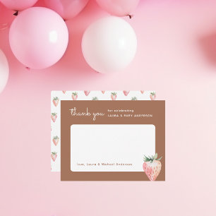 Carte De Remerciements Aquarelle Baby shower fraise