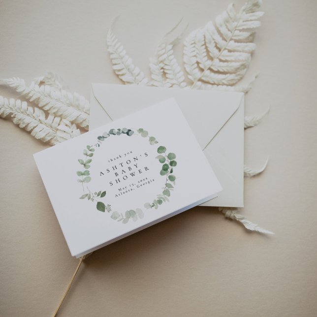 Carte De Remerciements Aquarelle Baby shower verdoyant (Créateur téléchargé)