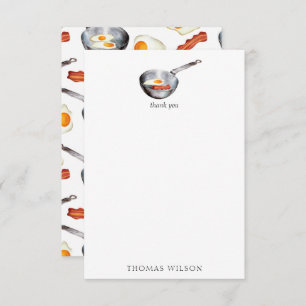 Carte De Remerciements Aquarelle Bacon & Oeufs Petit-déjeuner Aliments No