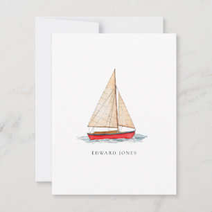 Carte De Remerciements Aquarelle bateau plat