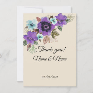 Carte De Remerciements Aquarelle belles fleurs romantique marbre élégance