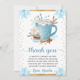 Carte De Remerciements Aquarelle Bleu Hiver Cookies et Baby shower de cac