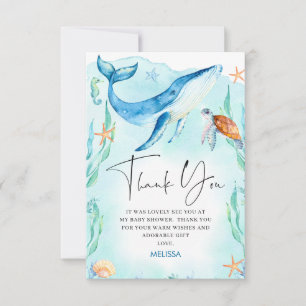 Carte De Remerciements Aquarelle Bleu Océan Sous Le Baby shower De Mer