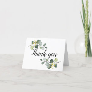 Carte De Remerciements Aquarelle Bleu Poussiéreux Eucalyptus