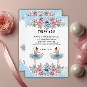 Carte De Remerciements Aquarelle bleue mignonne Baby shower de Ballerina 