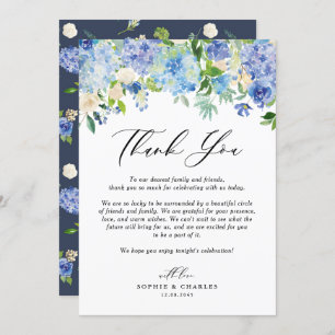 Carte De Remerciements Aquarelle Blue Hydrangea Garland Mariage Floral