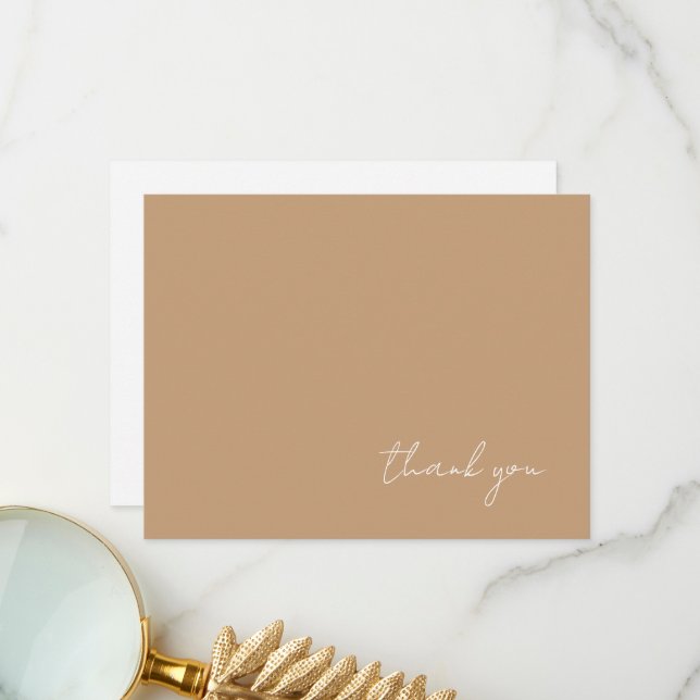 Carte De Remerciements Aquarelle Boho Abstraite | Doux Fawn (Devant/Arrière en situation)