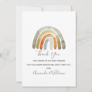 Carte De Remerciements Aquarelle Boho Rainbow Baby shower