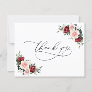 Carte De Remerciements Aquarelle Burgundy Blush FlorMariage