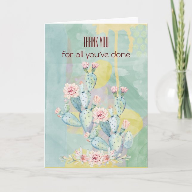 Carte de remerciements aquarelle Cactus (Devant)