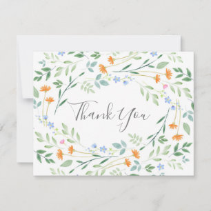 Carte De Remerciements Aquarelle Cadre Floral Mixte